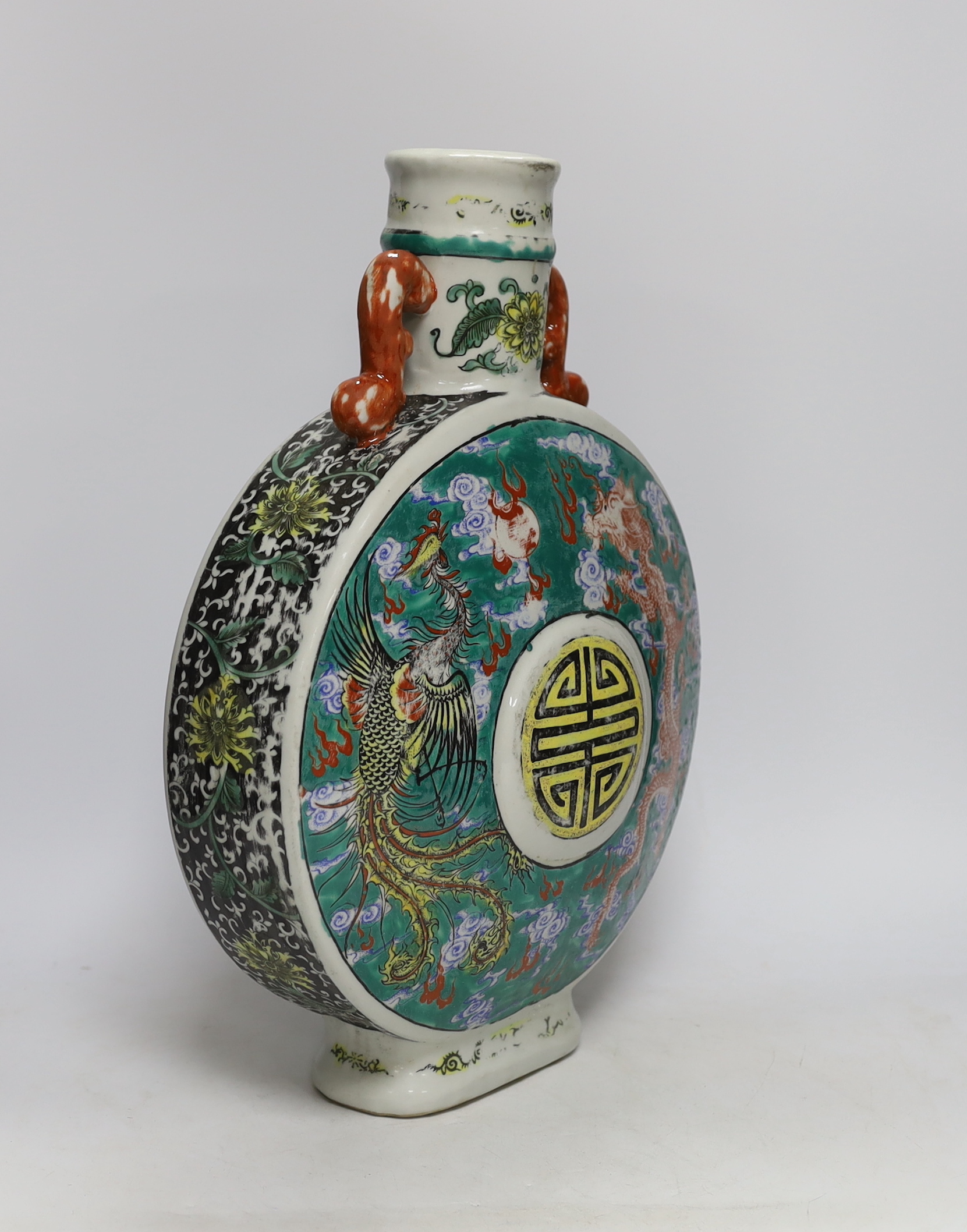 A Chinese porcelain moonflask, 41cm high